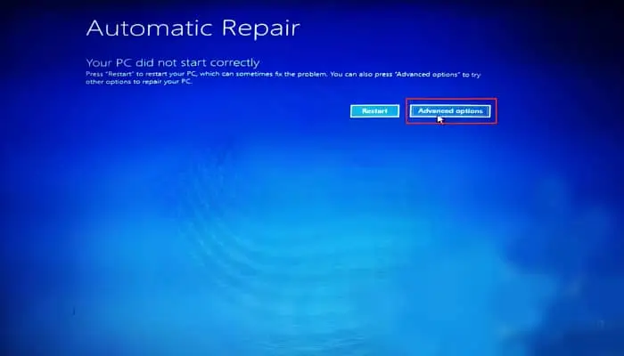 Startup-repair-screen-for fixing-inaccessible-boot-device