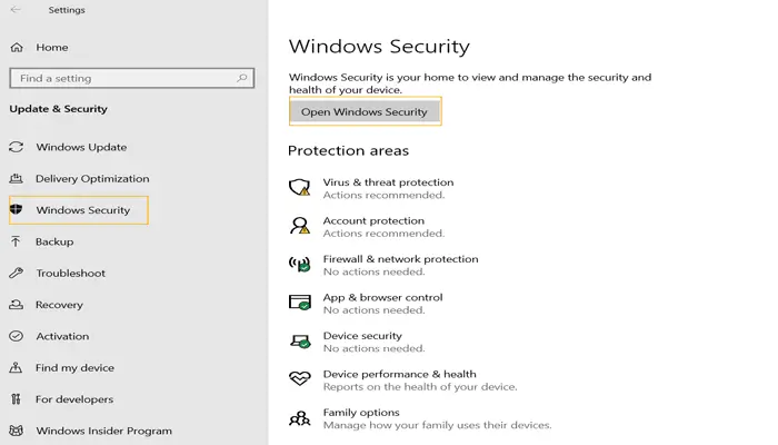 open-windows-security