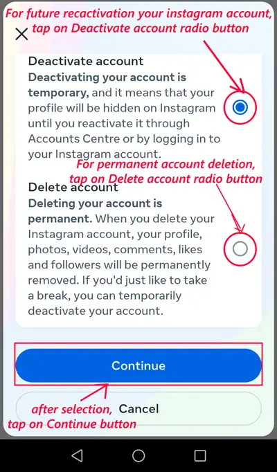 Tap-on-Delete-account--and-tap-on-Continue-button-for-erase-ig-account