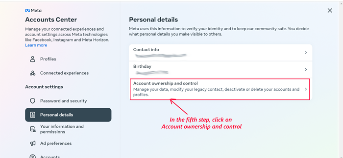 Within-the-Personal-details,-click-on-Account-ownership-and-control