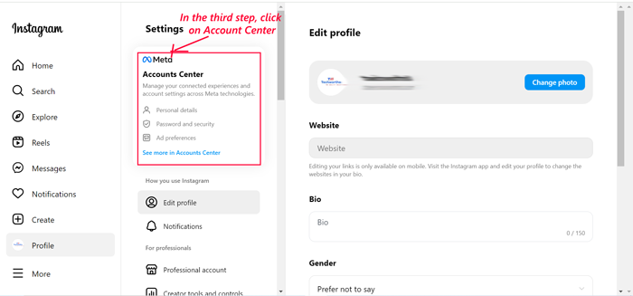 Click-on-account-center