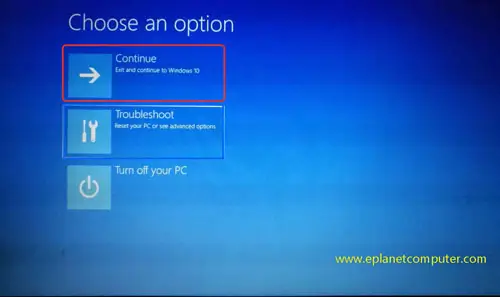 Win-10-Choose-an-option-screen-Coutinue