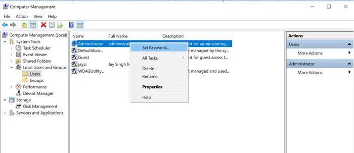right-click-on-This-PC-available-on-the-desktop-then-expand-Local-Users-and-group-then-double-click-the-right-select-and-right-click-on-administrator-the-set-password-the-follow-on-screen-instruction-for-admin-password-reset