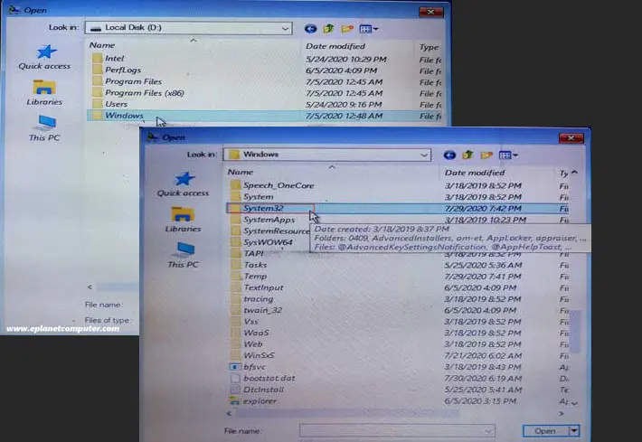 open-windows-system-32-file