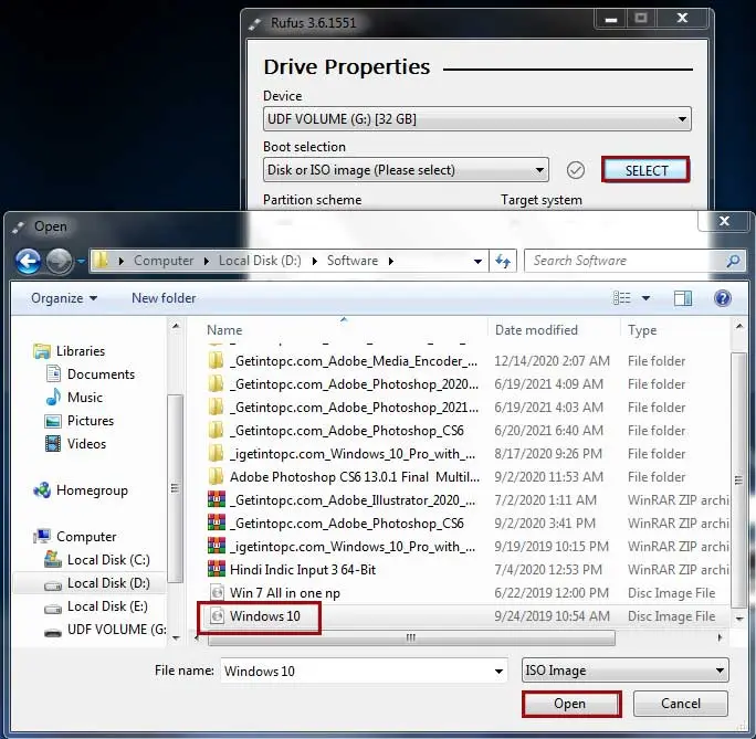 select-windows-10-iso-file