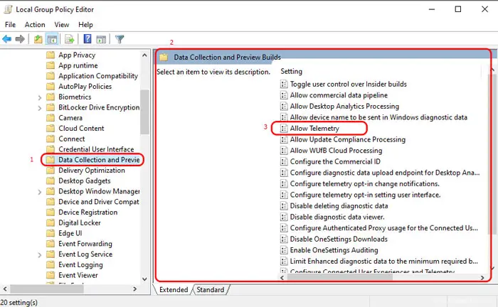 disable microsoft complementry-telementry by local group policy-editor