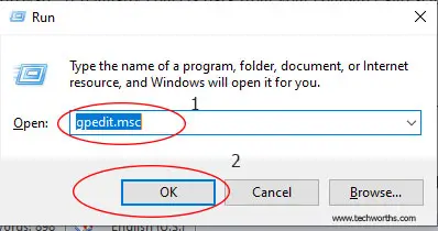 type gpedit.msc in the run box then press enter